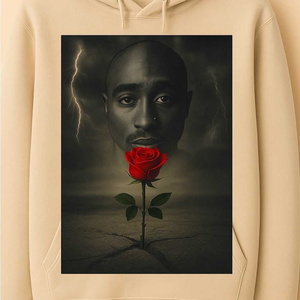 Men's Beige Hoodie with Artistic Graphic